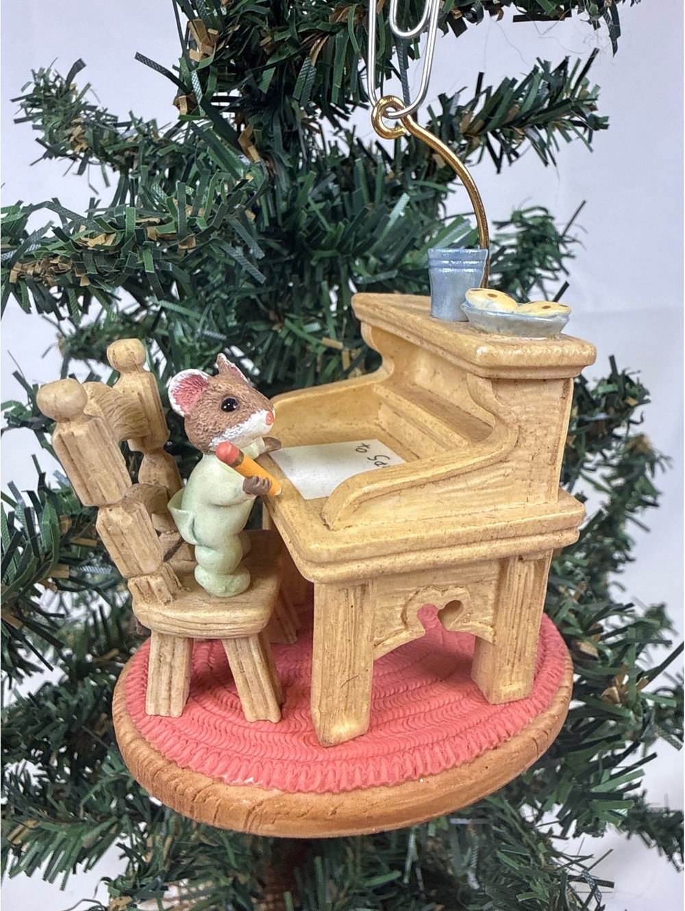 Hallmark Tender Touches 1995 Keepsake Ornament Holiday Mouse Writing to Santa